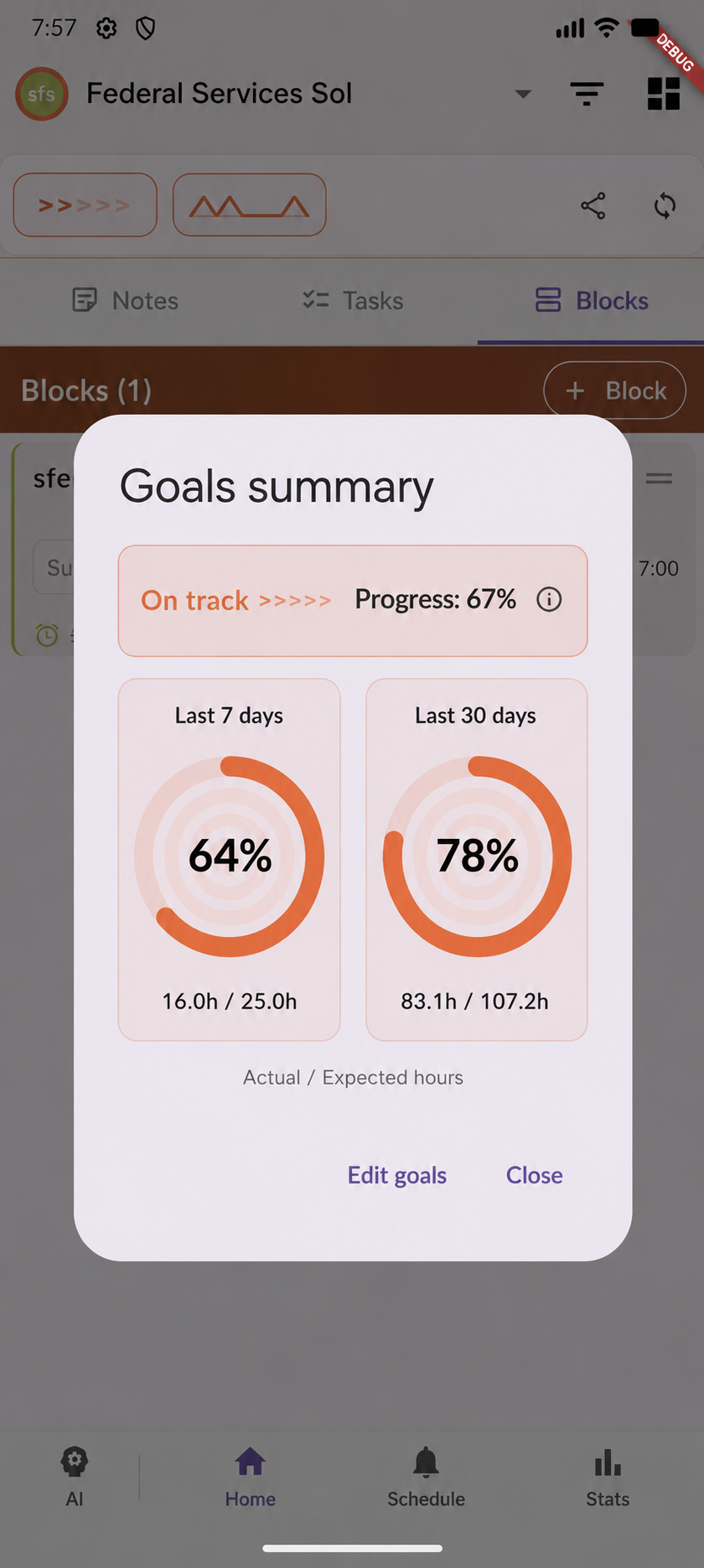 Goal velocity view