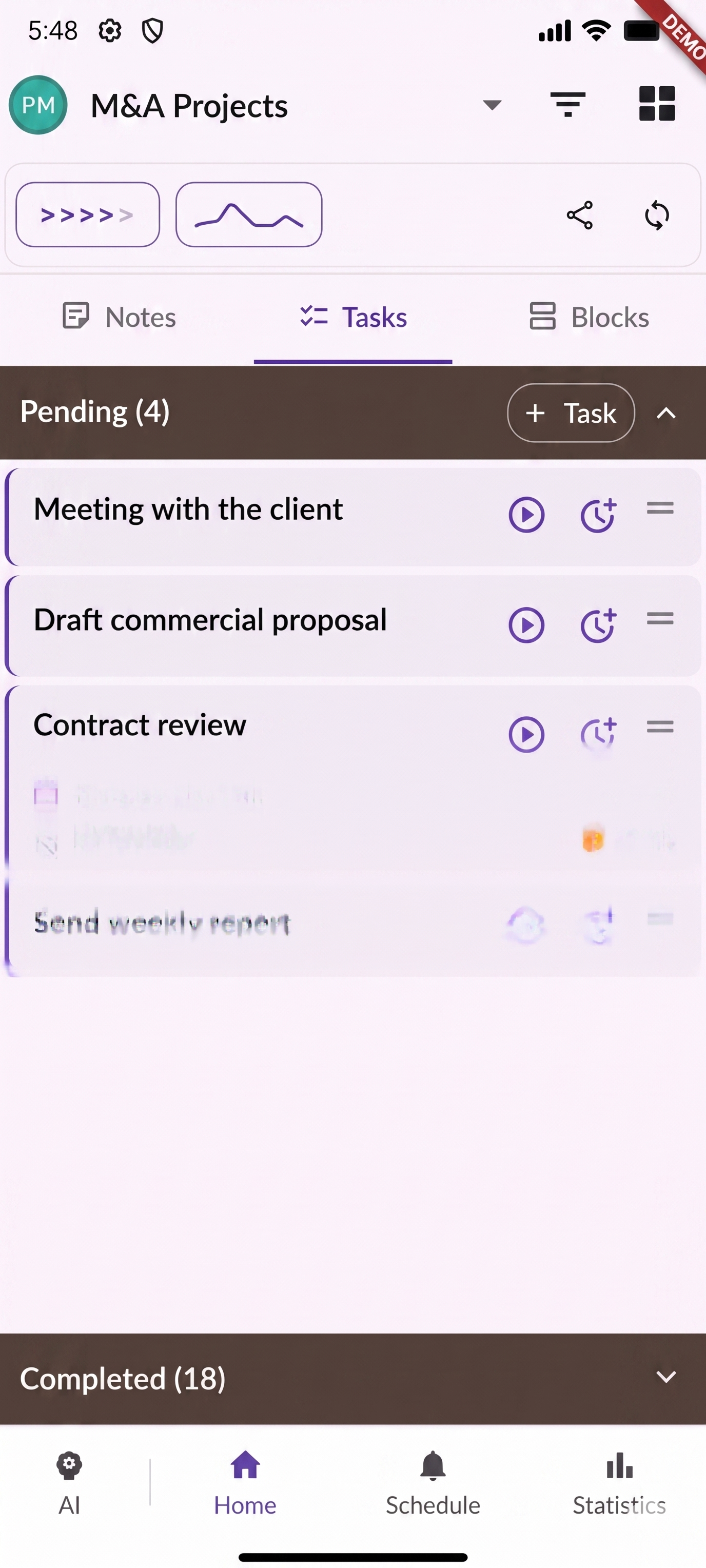 Simple home task view