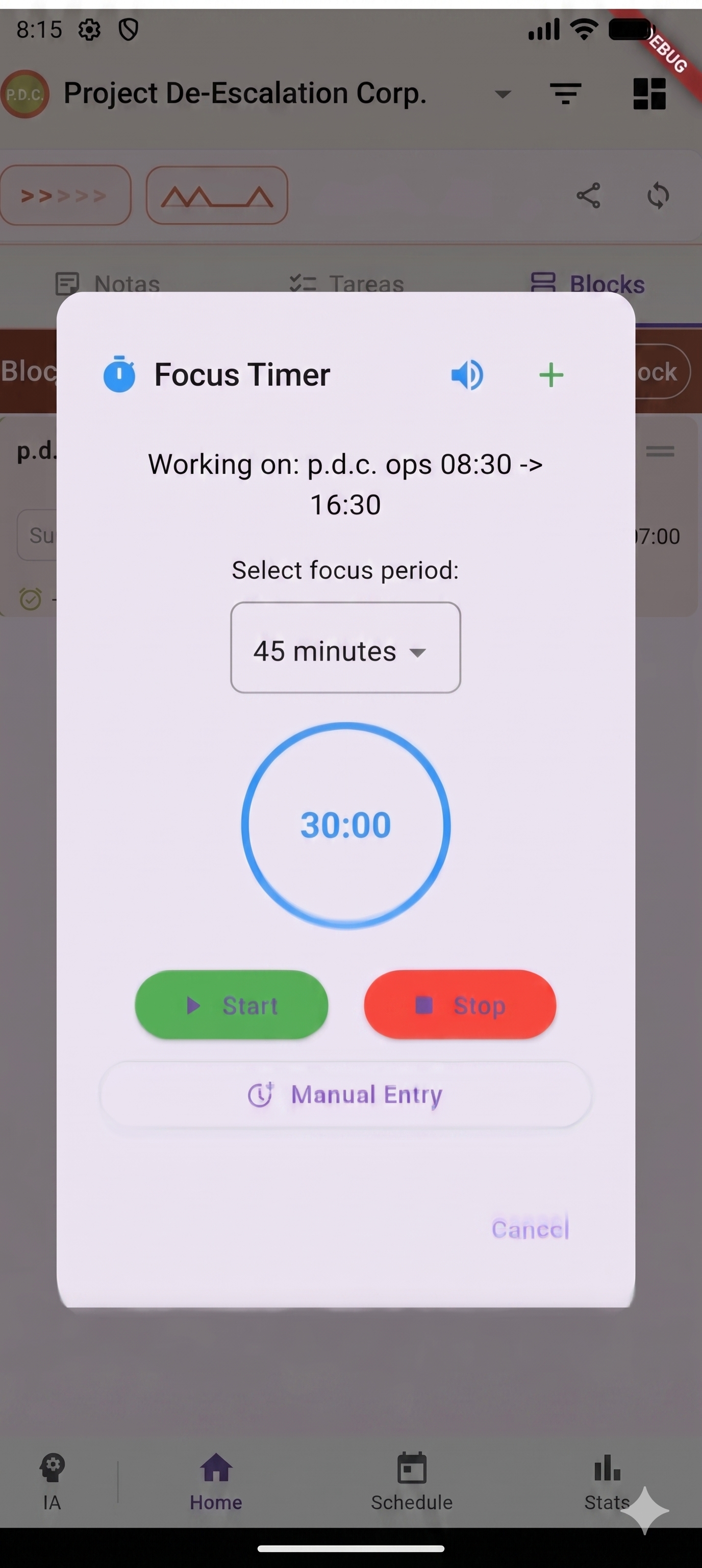 Task timer view
