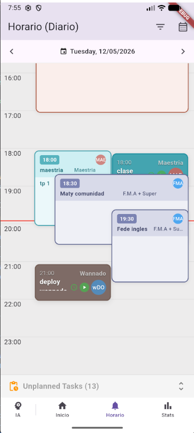 Daily schedule view